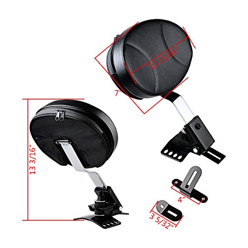 Plug-In Driver Backrest Kit Replacement for 1988-2017 Harley Touring One-Piece Slotted Seat (10 15/64" x 7" w/o Pocket) - Thumbnail 3