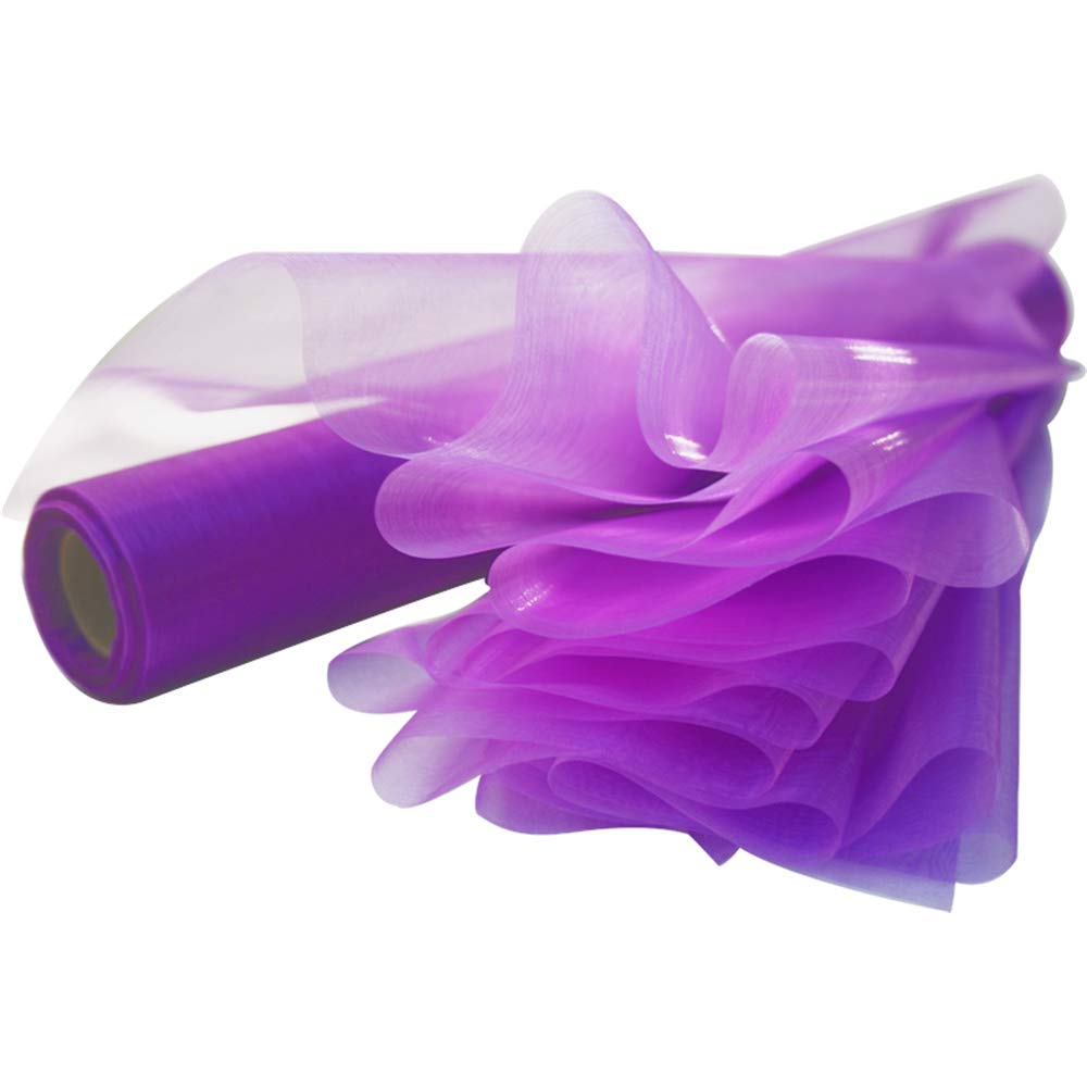 Time to Sparkle 40MX70cm (4Rolls 10M X 70cm/Roll) Purple Sheer Organza Roll Fabric Chair Cover Sash Bows Table Runner Sashes Swags Wedding Party 38+ Colors Option