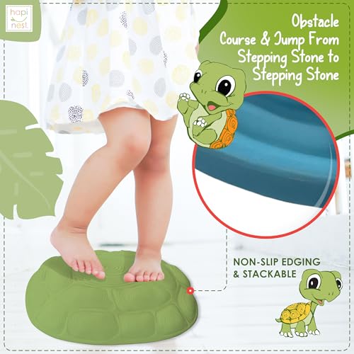 Hapinest Turtle Balance Stepping Stones for Kids, Obstacle Course Coordination Game for Kids & Family, Indoor Outdoor Sensory Play Equipment Toys Toddler Stepping Stones Ages 3 4 5 6 7 8 Years and Up - Thumbnail 3