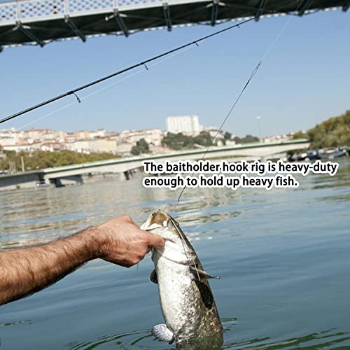 Baitholder Snelled Hook Leader Rig, 24Pcs Fishing Wire Leader Rigs With Baitholder Snelled Hooks Rolling Swivel Bottom Fishing Rig For Saltwater Freshwater Fishing #TOP6