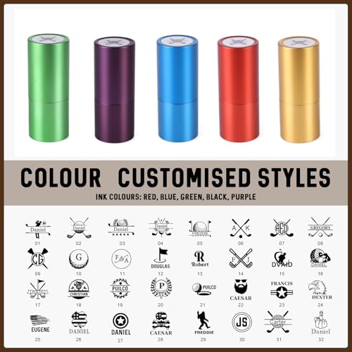 Luxladis Custom Golf Ball Stamp, Personalized Golf Ball Stamper - Self-Inking Golf Ball Markers Reusable Ball Marking Tool Golfer Accessories Gifts for Men Women (Style 1)