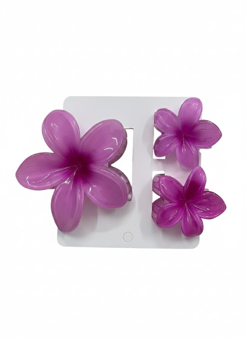 Purple Flower Hair Claw Clips, Set of 3, Floral Hair Accessories for Women and Girls, Stylish Hair Clamps for All Hair Types (Purple)-image-15