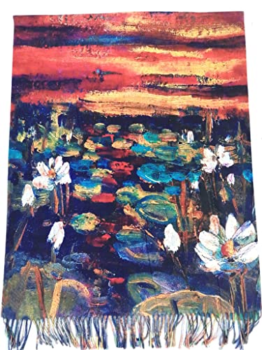 Écharpe en viscose double impression Monet et Kandinskij style pashmina