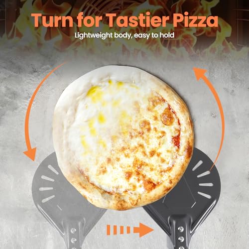 6” Pizza Turning Peel - Extra Long Handle Pizza Turner - Restaurant-Grade Aluminum Perforated Pizza Peel Lightweight Metal Outdoor Pizza Oven Accessories by Leightszen - Image 4