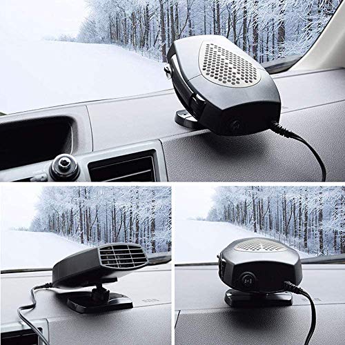 QIFUN 12V Car Heater Portable Heater & Cooler Defrost Fan, Quickly Heating Defogger Space Automobile 3-Outlet Plug Adjustable Thermostat Windshield Defroster Plug in Cigarette Lighter (Car Heater) - Thumbnail 5
