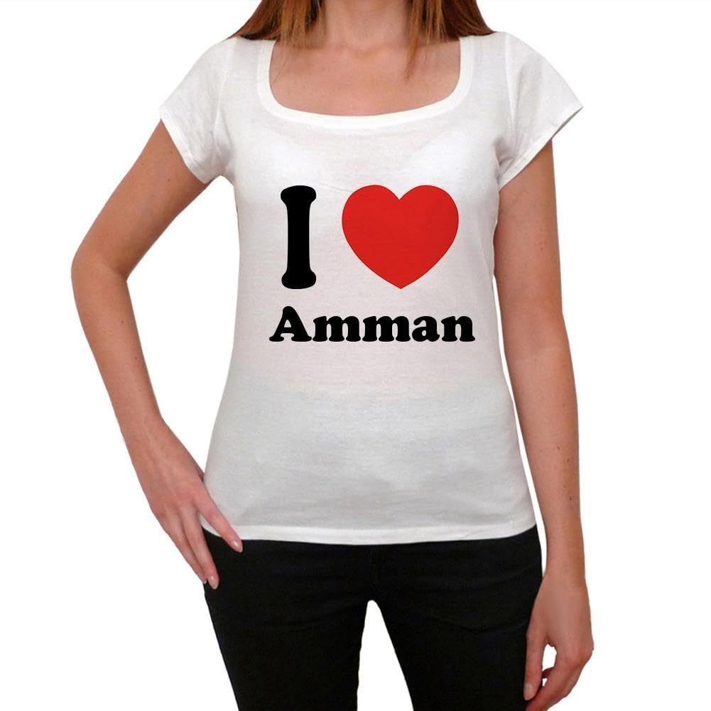 UltrabasicWomen's Graphic T-Shirt I Love Amman Short Sleeve Tee-Shirt Vintage Birthday Gift Ladies Novelty Tshirt