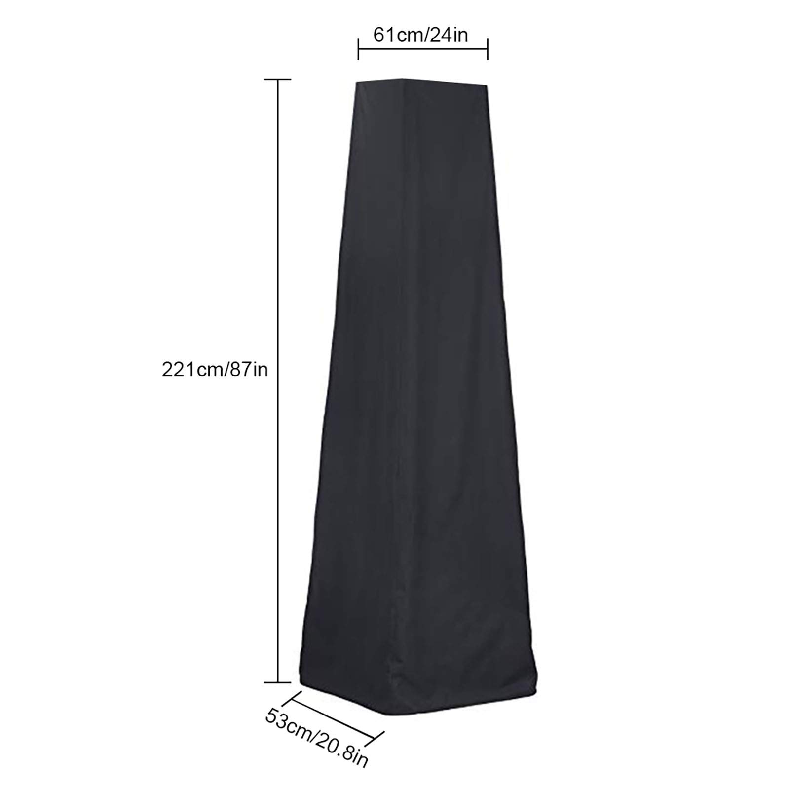 Wetterschutzhülle für Terrassenheizer, Wasserdichter Heizstrahler Abdeckung Heizpilz Schutzhülle Robuster Winddicht Abdeckhaube für Terrassenstrahler 221 x 61 x 53cm