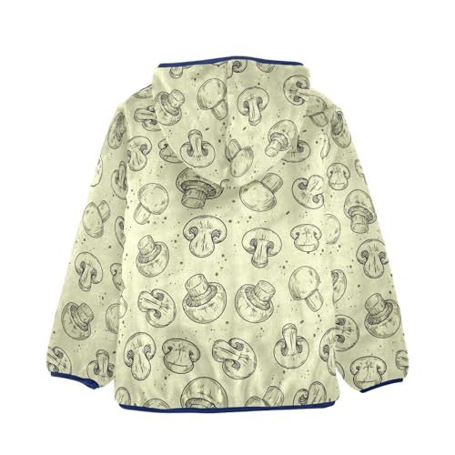 Whole and Sliced Fresh Champignons Girls Fleece Jacket Girls Fall Jacket Girls Zip Up Hoodie Girls Sherpa Jacket 2-10T2