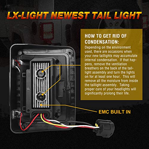 DOT Approved EMC 4D LED Tail Lights + Brake Light Compatible with Jeep Wrangler 2007-2018 JK JKU