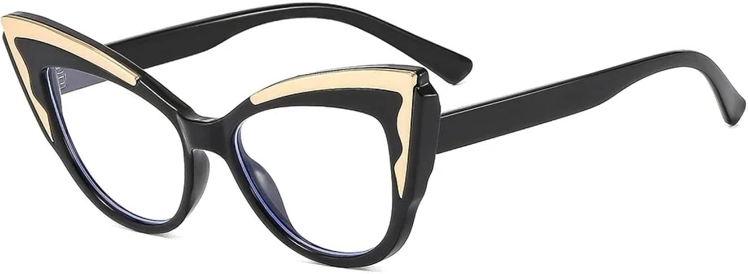 Vintage Fashionable Cat Eye Women Frame Double Colors Clear Lens Ladies Eyewear