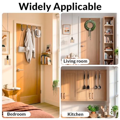CEHIFIA Over The Door Hooks 4 Pack, Heavy Duty Door Hanger Hooks for Towels, Coats & Bags, Stainless Steel Over Door Hook Hanger for Bathroom, Bedroom & Closet, Fits Doors Up to 1.4" Thick by CEHIFIA - Used condition - Image 3
