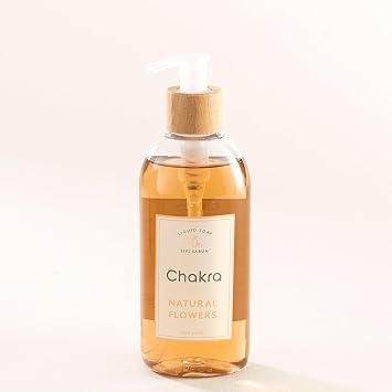 Chakra Liquid Soap - Botanical Formula, Floral Scent, Gentle for Face & Hands, Suitable for Acne-Prone Skin, Skin Balancing & Refreshing Cleanser, 8.4 oz, Natural Flowers
