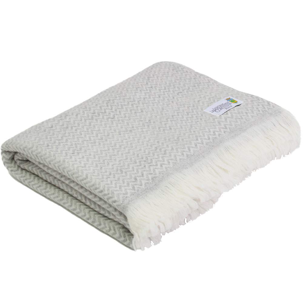 Plaid léger en cachemire 4 fils jeté de canapé gris argenté 140x230