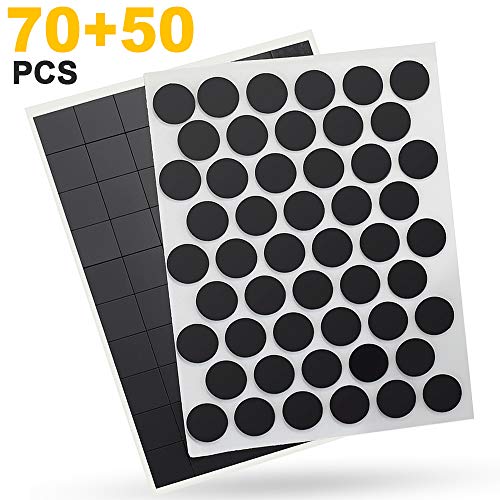 Anpro Flexible Magnet with Adhesive Each 20x20x2mm, 70pcs Flexible Magnet Round and 50pcs