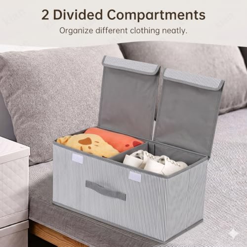Image of Kian Foldable Storage Box And Organiser Wardrobe Cloth Organizer For Storage Box Closet Basket Bin Organiser for Books, Toys, Other Supplies With Lid (Pack of 1) (lining)