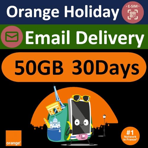 Image of eSIM Orange Holiday Europe 50GB 30Days | Fast E-Mail delivery | Internet Data in 5G /4G /LTE (Data tethering Allowed)+2-Hour & 1000 Texts from Europe to Any Country Worldwide