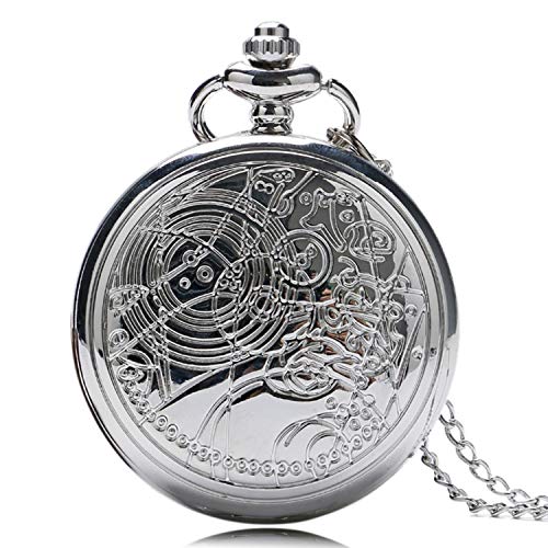 Reloj de bolsillo para hombre, estilo vintage, de cuarzo plateado, ideal como regalo para hombres Cover