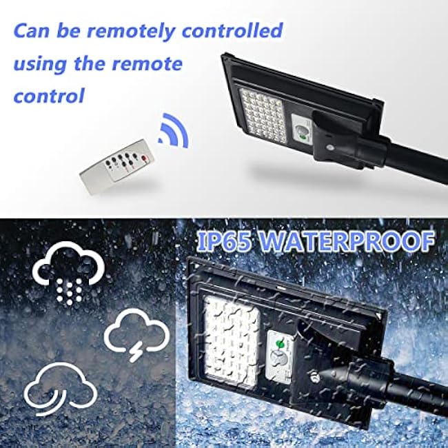 2 Pack Solar Street Light Outdoor Waterproof 6000K Dusk to Dawn Solar Powered Flood Light with Remote Control and Motion Sensor for Outside Garden Yard Parking Lot