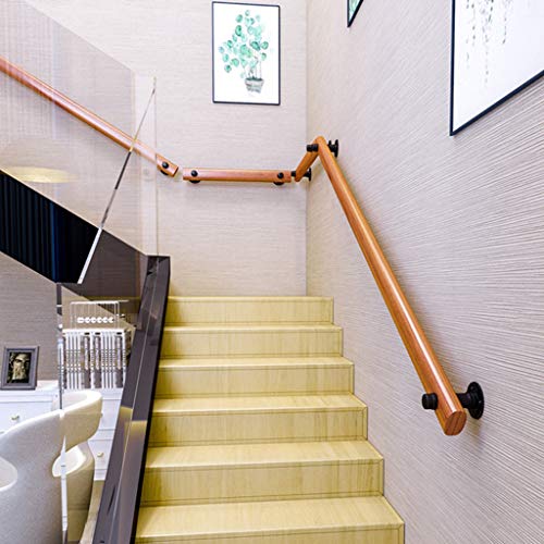 Kit de pasamanos de Pino, Antideslizante Madera Pasamano de la Escalera, Barra de Soporte del Pasillo para Interiores y Exteriores Corredor del ático Longitud: 30-300cm Opcional