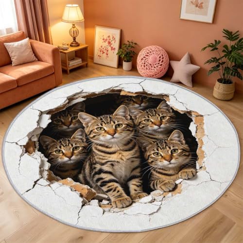 Tapis salon 3D chaton doux et antidérapant lavable en machine