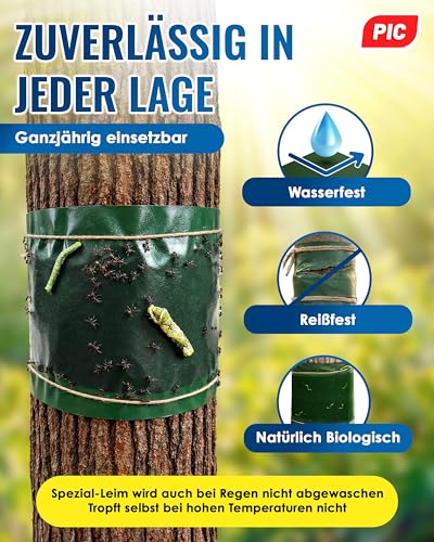 PIC Leimringe für Obstbäume selbstklebend - 5 Meter Leimring, stammschutz für obstbäume - Baumschutz, Baumleimring gegen Ameisen Raupenleim für Obstbäume als Ring, Baumstamm Schutz 3