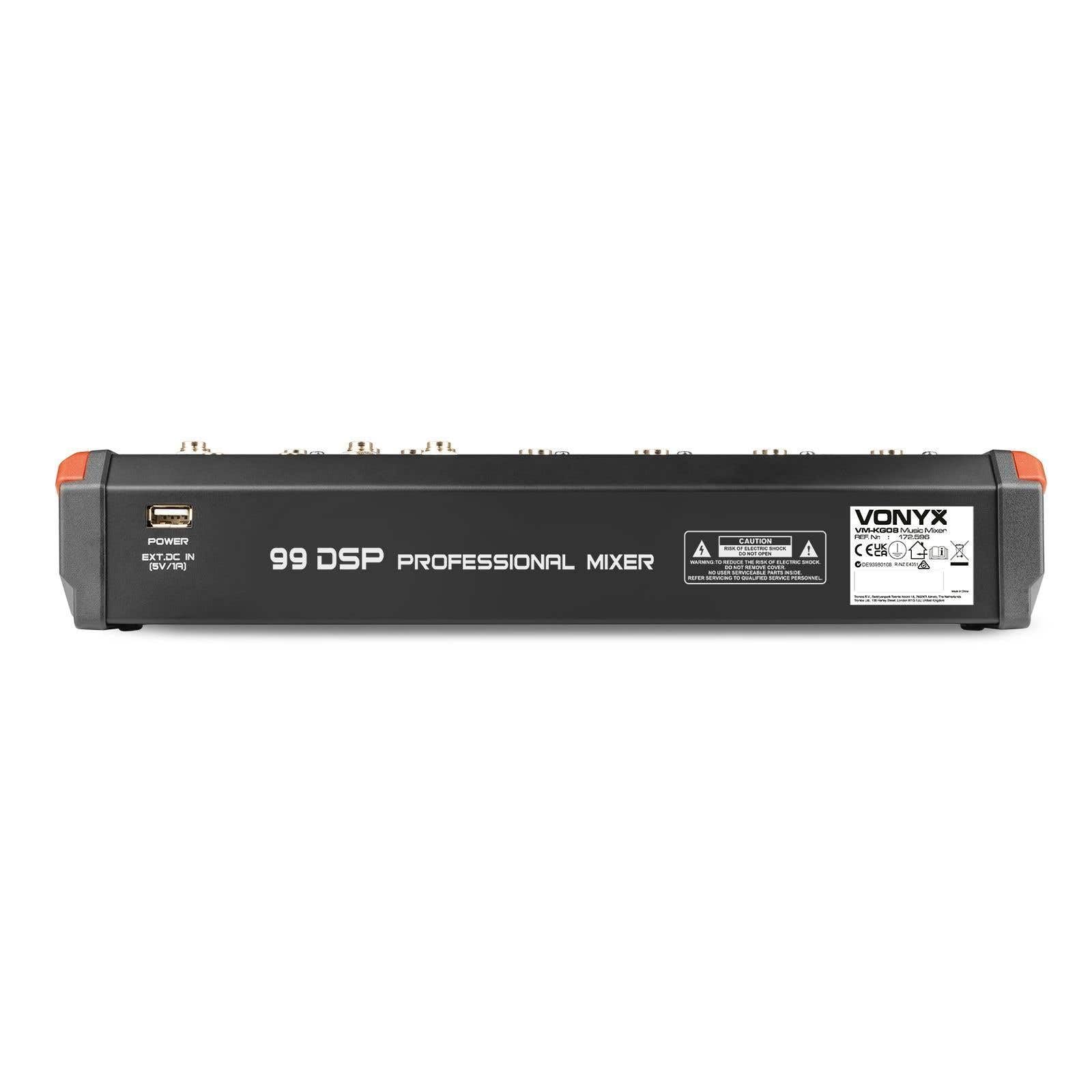 Vonyx VM-KG08-8-Kanal-Mischpult mit Bluetooth, DSP, USB-Audio-Interface, etc.