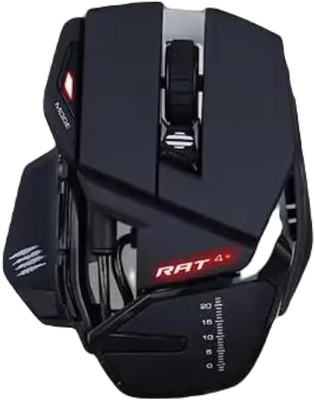 MAD CATZ RAT4+ Gaming Mouse Dynamic RGB Low Delay FPS Wired Mouse Ergonomics Pc Gamer Mouse Computer Office Laptop Accessories (Black Foot Paste)