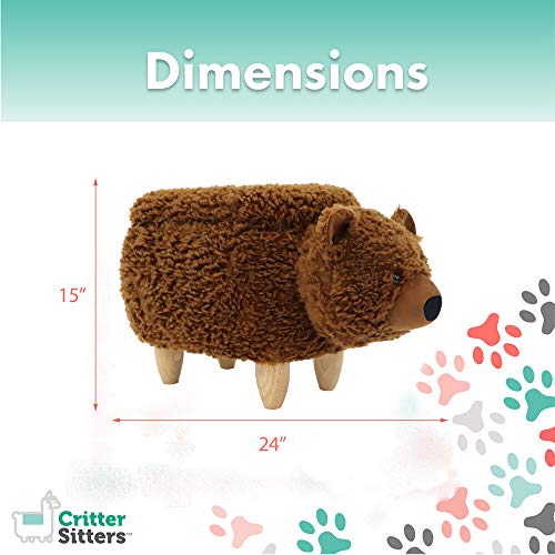 Critter Sitters 14-In. Seat Height Plush Brown Bear Animal Shape Ottoman - Furniture For Nursery, Bedroom, Playroom, And Living Room Decor #TOP2