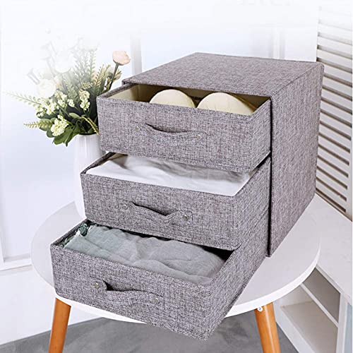 YINGGG Stoff Schubladenschrank Tower Organizer Aufbewahrungsbox für Kleidung, BHs, Unterwäsche, Socken, Krawatten, Schals, Dunkelgrau, 3 Große Schubladen