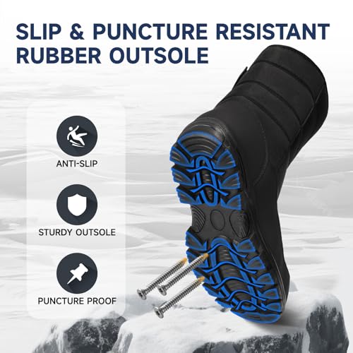 ANGRYRAM Winter Steel Toe Boots for Men Comfortable Insulated Warm Slip on Snow Boots Non Slip Puncture Proof Men's Safety Toe Work Shoes for Industry Construction Outdoor - Image 5