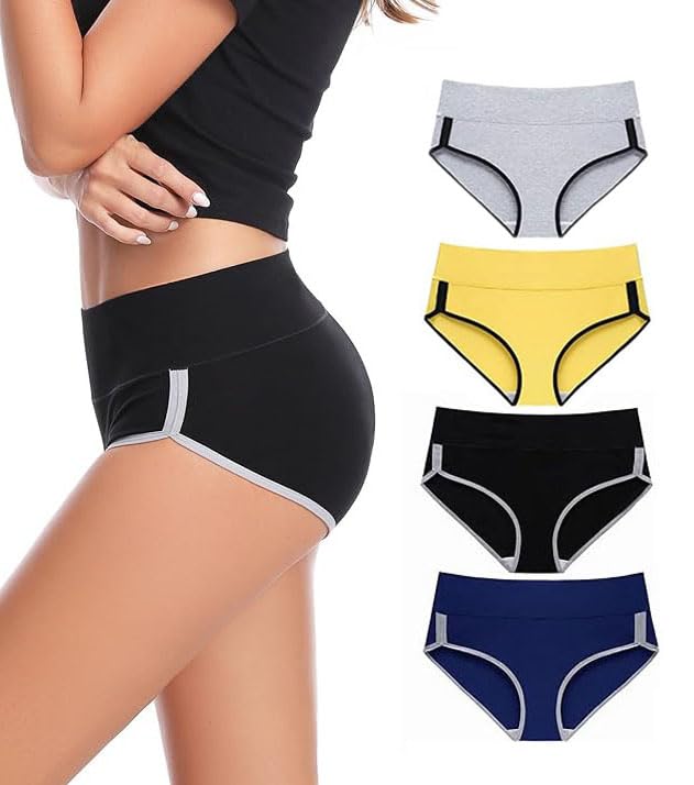 Cotton Underwear for Women, Hipster Briefs Panties for Women, Womens High Waist Cotton Underwear, Women's Panties - (Pack of 4)