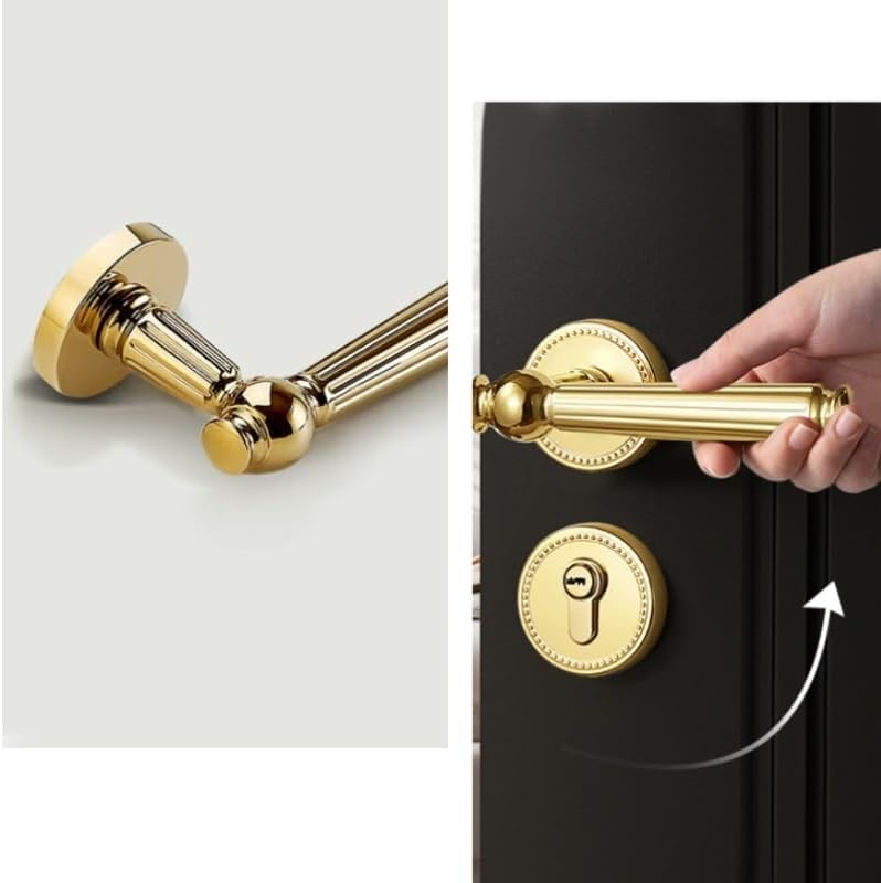 Door Knob Interior Door Handle with Lock Door Lever for Bathroom and Bedroom Zinc Alloy with Mortise Lock and Magnetic Locks Doors Levers(Color2)