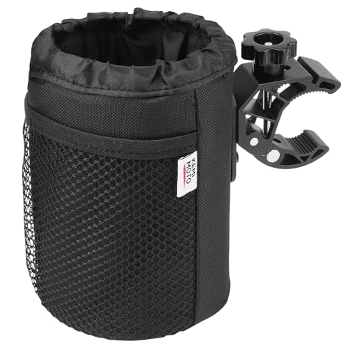 KEMIMOTO Motorcycle Cup Holder Oxford Fabric Motorcycle Drink Holder with 0.6-1.5 Alligator Clamp Universal Water Bottle Cup Accessories for Bike ATV/UTV Scooter Boat Walker Black L
