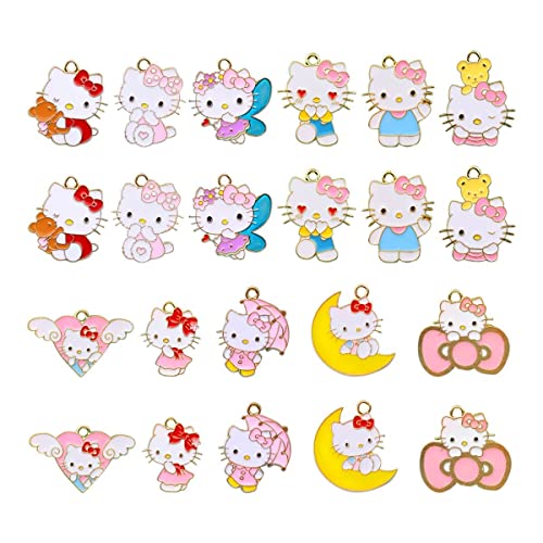 Westinghouse Cute Cat Charms, 22 Pcs Enamel Cat Charms for Jewelry Making - 11 Styles, Earring, Necklace, Bracelet, Pendant Crafts