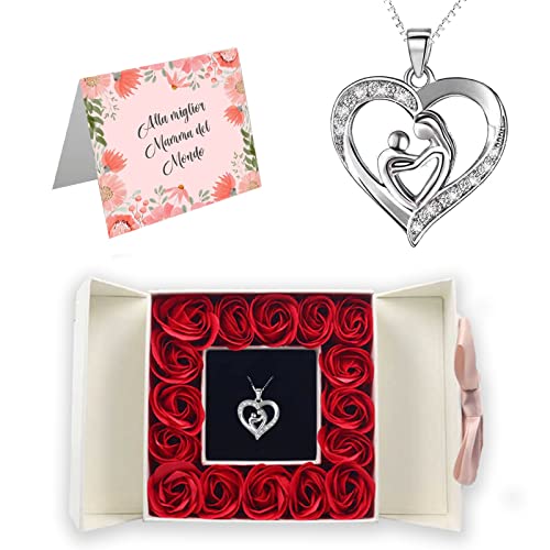 Collana Infiniti Cuore Argento 925 Per Mamma - Regalo Speciale Per Festa Della Mamma, Compleanno O Natale