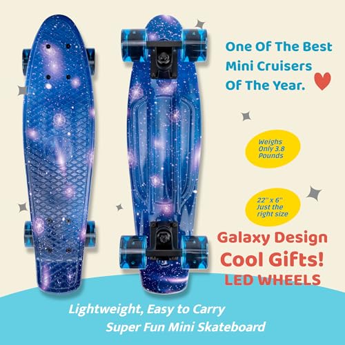 Image of KMX Skateboard 22 and 27 Inch, Classic Mini Cruiser Skateboard for Boys, Girls, Kids, Students, Adults, Teens, Mini Cruiser Board for Beginners and Advanced