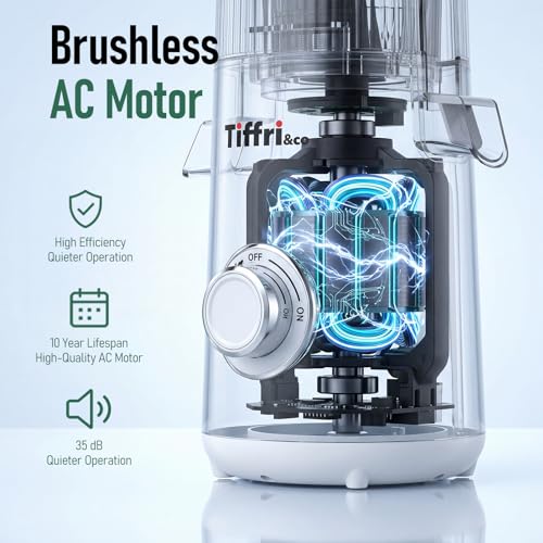Image of Tiffri&Co Cold Press Juicer, Masticating Juicer for Fruits and Vegetables | 6 inch Wide Feed Chute, 600W AC Brushless Motor, 95% Juice Yield, 50 db Quiet, Suit for Juice Nut Milk & Sorbet,BPA-Free