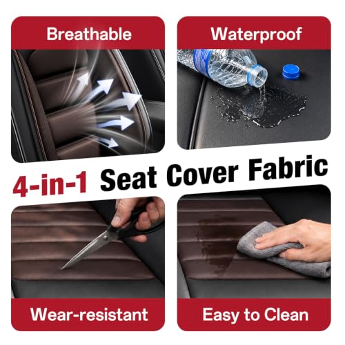 Image of Leather Front Seat Covers for Toyota Camry 2015-2026, Black-Coffee
