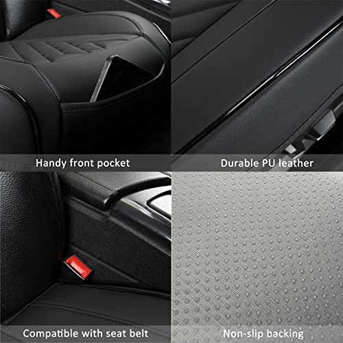 Image of GIANT PANDA Premium PU Leather Front Car Seat Cover Protector Anti-Slip Bottom Seat Cover Fits 95% of Vehicles, Wrapping Around The Bottom (2 Packs - Black)