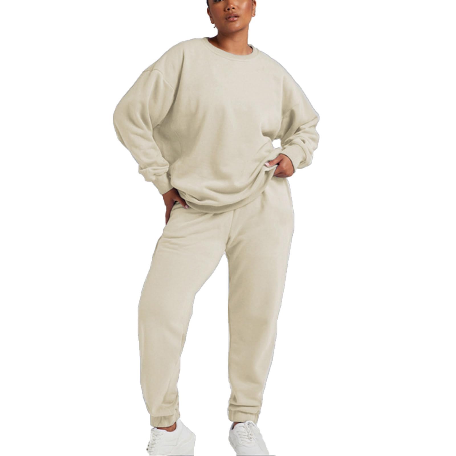 Suncolour Completo da Donna in Due Pezzi Felpa Pullover e Pantaloni da Jogging Tuta Calda Set di Tute Casual da Donna