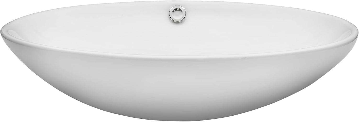 Miseno MNO07NV Bright White 24-3/4" Oval Porcelain Vessel Bathroom Sink - White