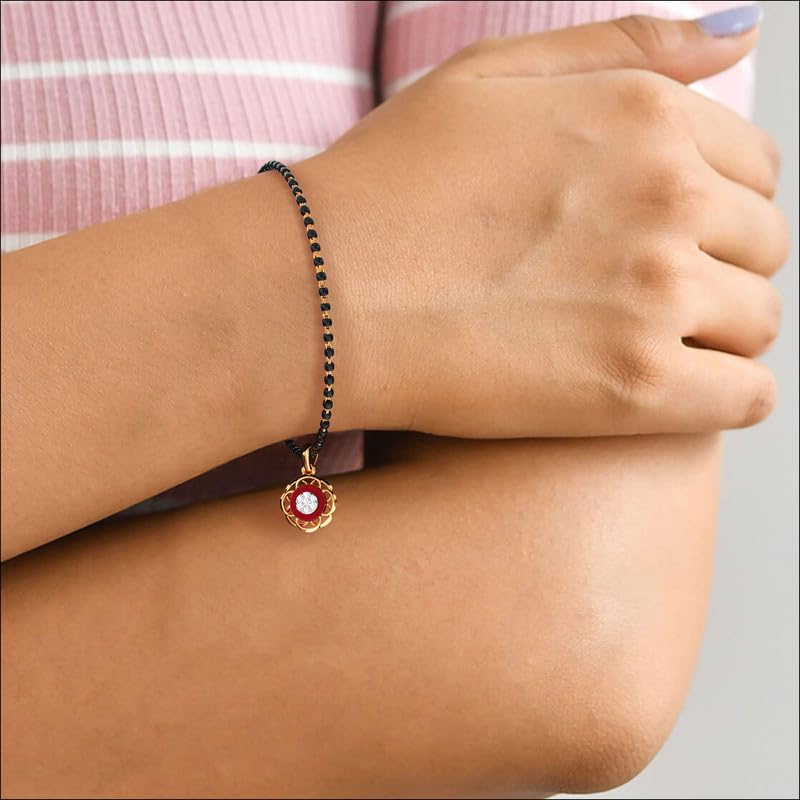 Image of KISNA Diamond Gold Mangalsutra Bracelet for Women