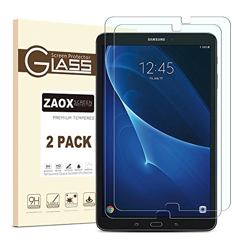 Galaxy Tab A 10.1 Screen Protector Glass, ZAOX SM-T580 Bubble-Free/Ultra Clear / 9H Hardness Tempered Glass Screen Protector Film for Samsung Galaxy Tab A 10.1 (2 Pack Clear)