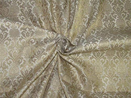 Brocade tissu ivoire et doré Bro624 de 111,8 cm pour couture de vêtements