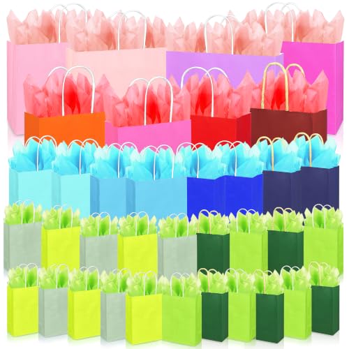 72 PCS Gift Bags with Handles Set 36 Bags 4 Sizes and 36 Tissue Sheets