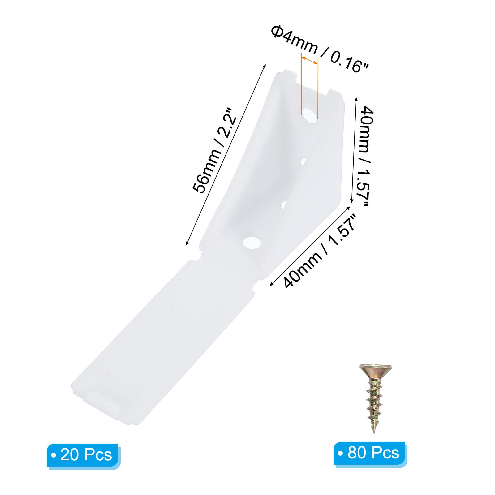 PATIKIL Plastic Corner Braces 40x40x56mm - Image 2