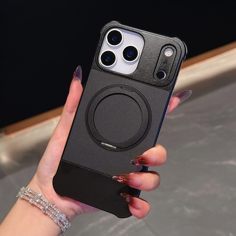 Étui iPhone 16 Pro Max cuir noir magnétique anti-rayures sans bord