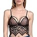 Wink Gal Women's Sexy Floral Sheer Lace Bralette Transparent Fringe Tank Cami Tops Lingerie Bra Black m