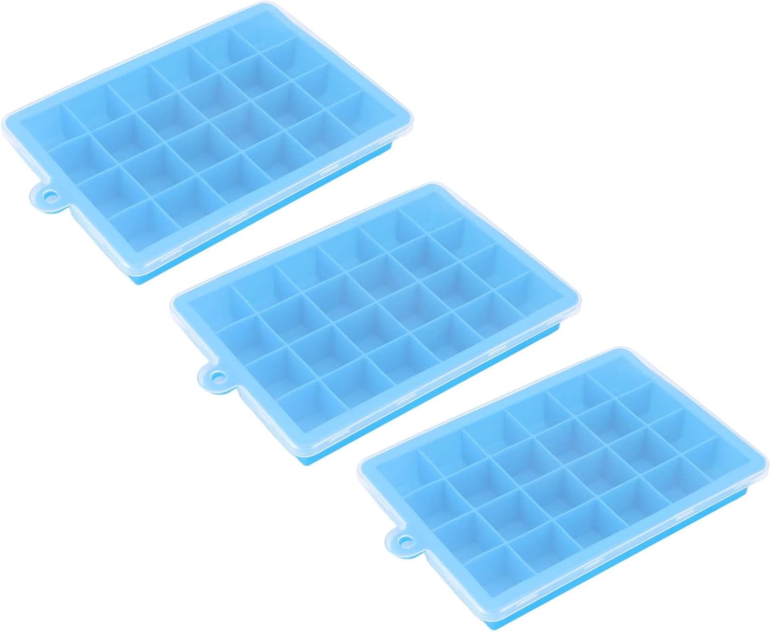 Zerodis Ice Cube Silicone Ice Cube Maker 24 Grids Small Trays Easy Demoulding Removable Lid for Whiskey Cocktails Baby Food Tray with Lid (Sky Blue)