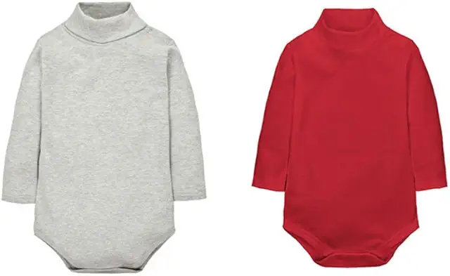 2 Paquetes Body Cuello Alto Bebé Unisexo - Rompers Algodón Manga Larga